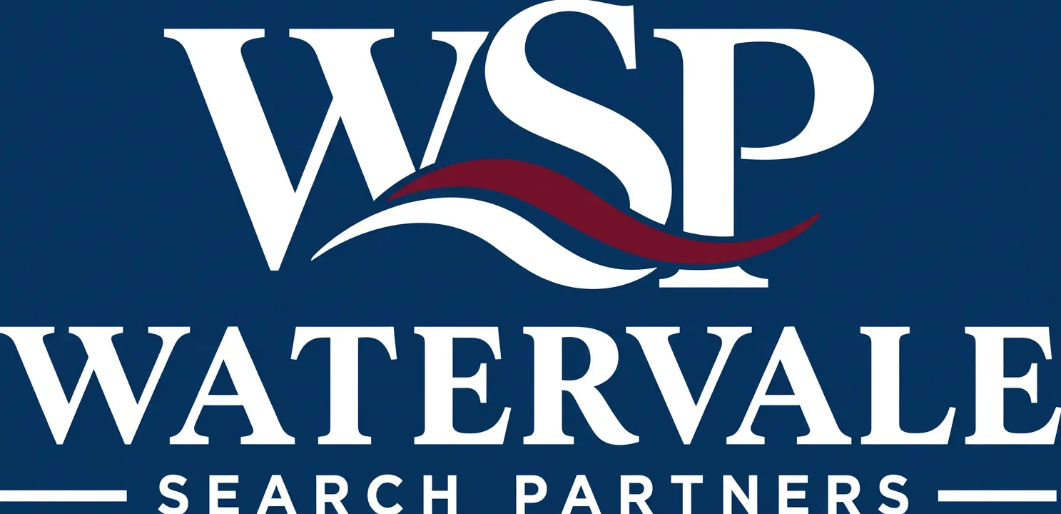 Watervale Search Partners logo, white lettering on navy